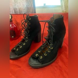 Jeffery Campbell lace up cut out bootie sandals free people boho Suede leather